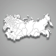 3d isometric map of Russian Empire isolated with shadow