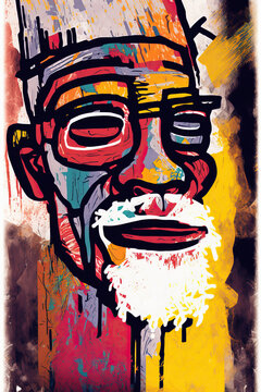 African ethnic illustration of man made with colorful brush strokes. Generative AI