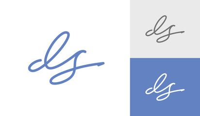 Handwritting or signature letter DS monogram logo design vector