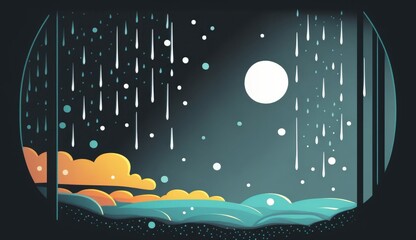 雨の風景　イメージイラスト　generative AI