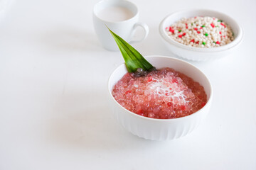pearl sago coconut milk with syrup