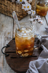chinese sweet dessert with white fungus, peach gum, lotus seed and others