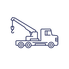 crane truck icon, line vector