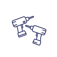 Electric drills line icon on white