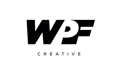 WPF letters negative space logo design. creative typography monogram vector