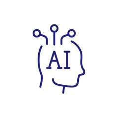 AI, Artificial intelligence line icon