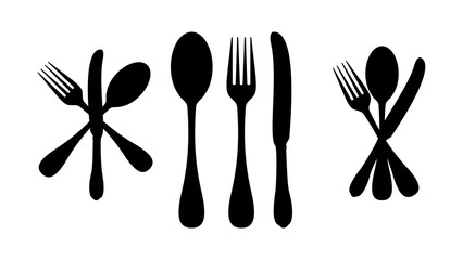 Spoon, knife and fork silhouettes