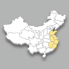 East region location within China map