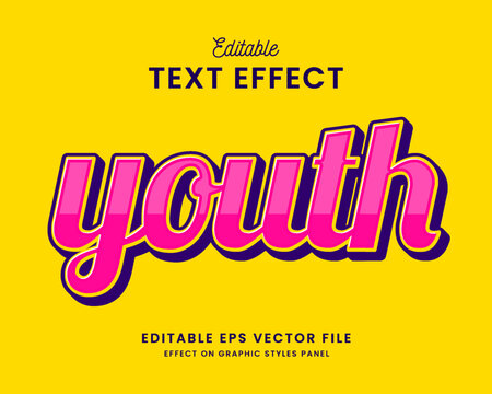 Decorative Editable Youth Text Effect Vector Design