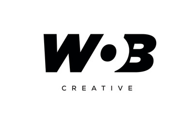WOB letters negative space logo design. creative typography monogram vector