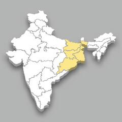 Eastern Zone location within India map