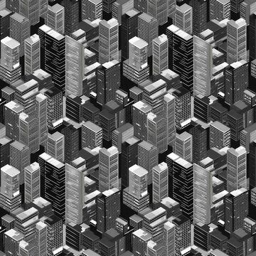 black and white background made of city office buildings