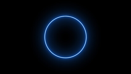 Glowing background with blue neon circle. Abstraction for your ad and banner 3d rendering	