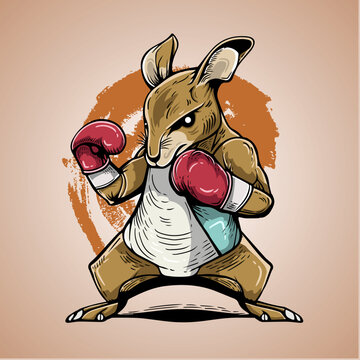 Cute Kangaroo Jab  With Small Body And Fight Vector Illustration 