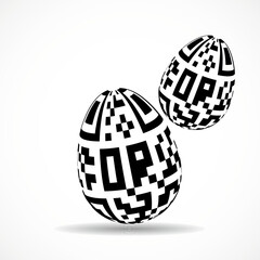Eggs with qr code inside isolated on white background