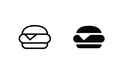 Burger Hamburger icon illustration web site mobile logo app UI design, meat, beef, food, lettuce, sandwich, meal, grilled, tomato, bun, snack, onion cheese sign symbol Fast food vector