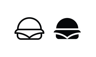 Burger Hamburger icon illustration web site mobile logo app UI design, meat, beef, food, lettuce, sandwich, meal, grilled, tomato, bun, snack, onion cheese sign symbol Fast food vector