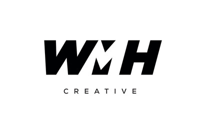 WMH letters negative space logo design. creative typography monogram vector	
