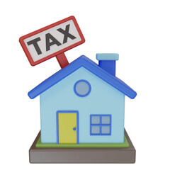 Fototapeta na wymiar 3d rendering. minimalist style cute house icon and tax alert board. illustration of reminder to pay residential property tax