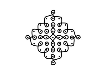 Black and white loop design of Indian muggu #kolam