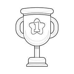 Coloring book for kids. Golden Trophy Vector