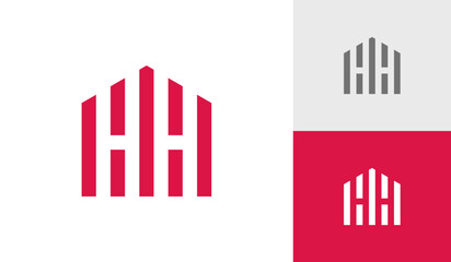 Letter HH initial monogram with house shape logo design vector