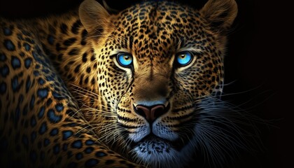 Fototapeta na wymiar close up portrait of a leopard. Generative AI.