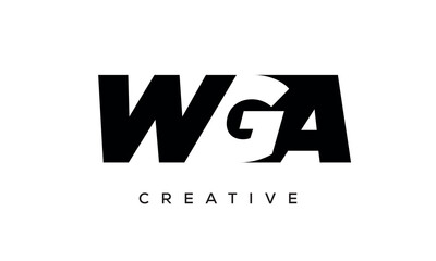 WGA letters negative space logo design. creative typography monogram vector	
