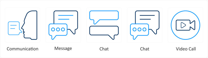 A set of 5 mix icons as communication, message, chat