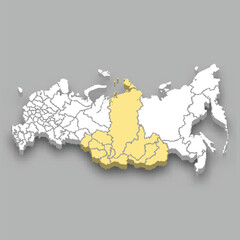 Siberia region location within Russia map - obrazy, fototapety, plakaty
