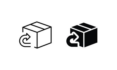 Exchange of goods line icon. Return parcel sign. Package tracking symbol. product recall Return Cargo box delivery Arrow Back Shipping Returnable vector symbol logo illustration editable stroke logo