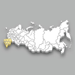 Southern region location within Russia map