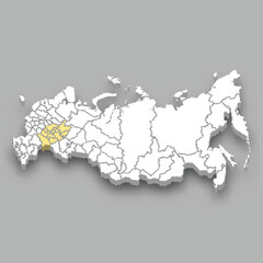 Volga region location within Russia map