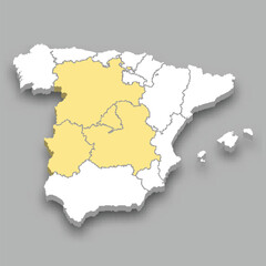 Fototapeta na wymiar Centre region location within Spain map