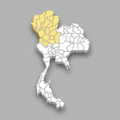Northern region location within Thailand map
