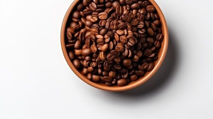 Fototapeta premium Coffee beans in bowl on white background. generative AI