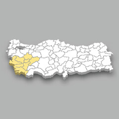 Aegean region location within Turkey map