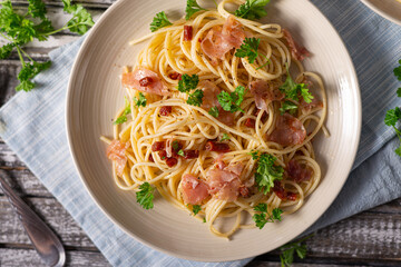 Homemade Spaghetti Algio e Olio