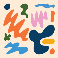 Flat Matisse style abstract shapes decorative pattern background illustration for print elements. 