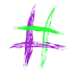 The hash on a white background is drawn by hand with a brush.