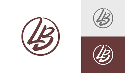 Handwritting letter LB monogram logo design vector