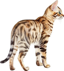 Bengal cat breed illustration created with Generative AI technology