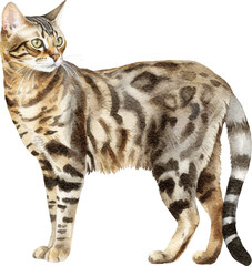 Bengal cat breed illustration created with Generative AI technology