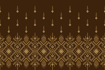 Nature vintages cross stitch traditional ethnic pattern paisley flower Ikat background abstract Aztec African Indonesian Indian seamless pattern for fabric print cloth dress carpet curtains and sarong