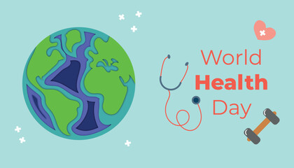 world health day poster earth in papercut effect landscape panoramic eps 10