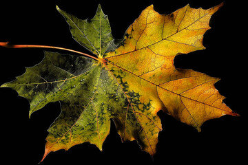 Fototapeta na wymiar maple leaf in shades of yellow. Generative AI 