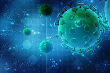 3d rendering Virus bacteria cells background
