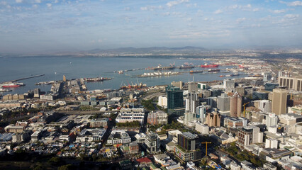 Fototapeta na wymiar Aerial view of Cape Town city and harbor 
