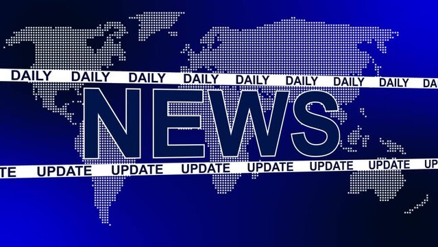 Daily News Update - design template for news channels or internet tv background animation - Daily News Update lettering on world map background - endless loop