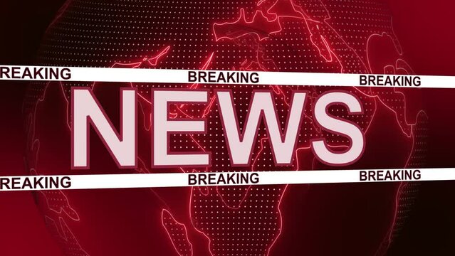 Breaking News - design template for news channels or internet tv background animation - Breaking News lettering on world globe background - endless loop